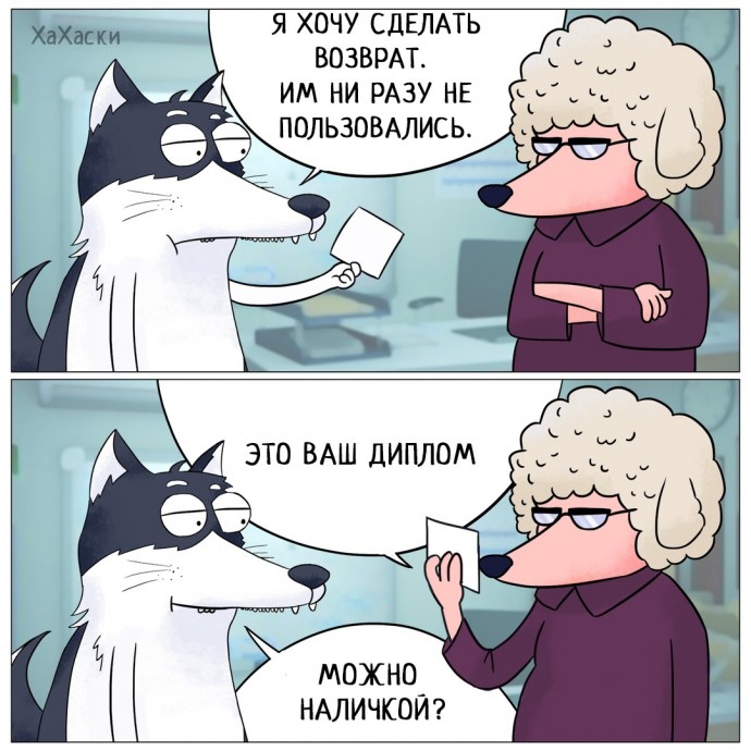 Забавные шутки в мини-комиксах про хаски
