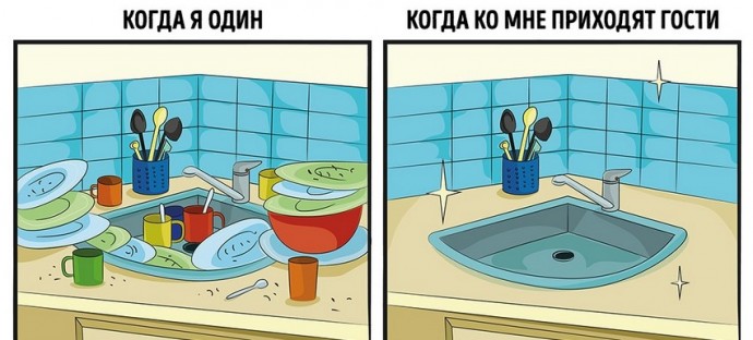 Когда один и когда приходят гости
