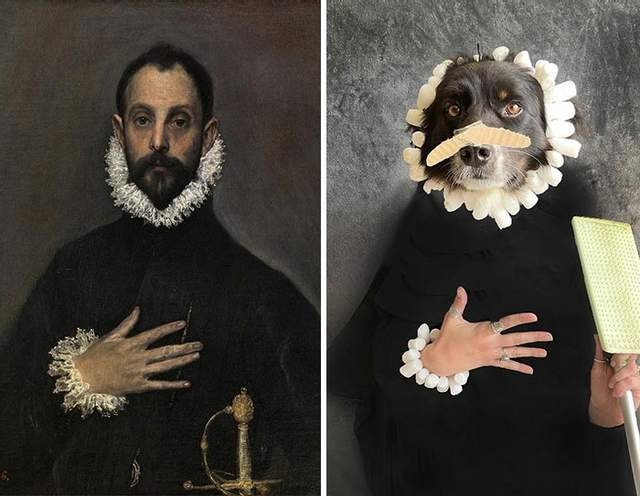 Художница Элиза Рейнхардт вместе со своей собакой создает пародийные версии знаменитых картин