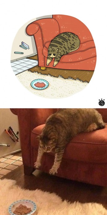 Забавные рисунки по смешным мемам с котами