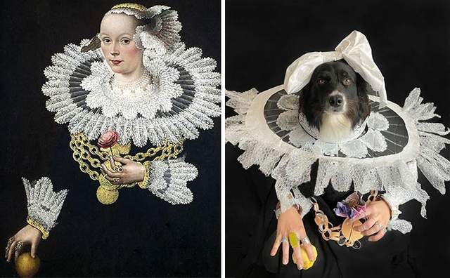 Художница Элиза Рейнхардт вместе со своей собакой создает пародийные версии знаменитых картин